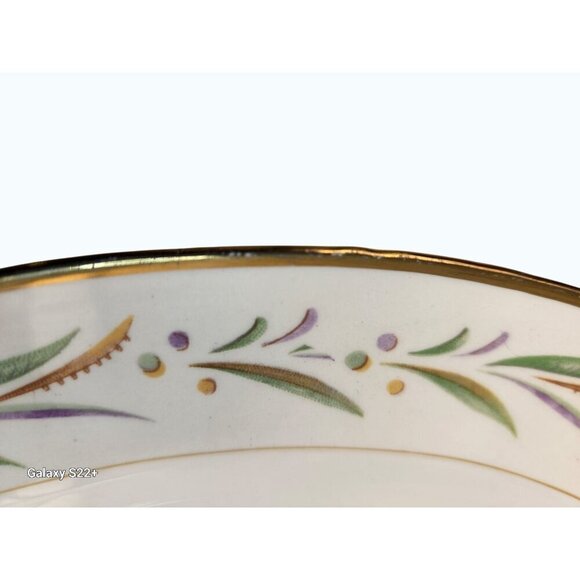 Eggshell Nautilus Autumn Oval Serving Platter Gold Trim 11.5 x 9 inch Fine China - Picture 7 of 9